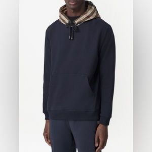 - Burberry Check Hood Cotton
Hoodie Coal Blue